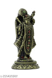 Multicolor black resin Krishna idol, Shrinathji statue for home temple decor, Indian handicraft gift, 6.5cm x 14.5cm x 2.5cm