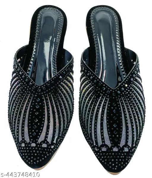 Black Jute Sandals with embellished designs for women
