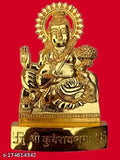 Gold-plated brass Kuber statue, yellow, 11cm height. Handcrafted spiritual showpiece for car dashboard or home decor