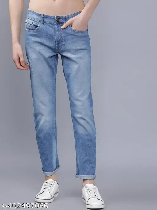 Dark blue slim cotton jeans for men by The Indian Garage Co., ideal for contemporary fashion