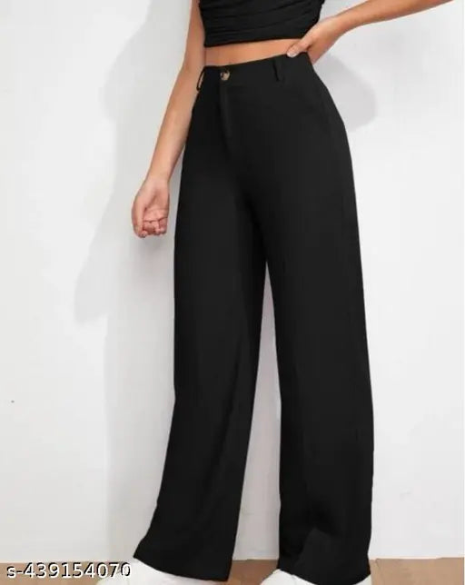 Cotton blend, new & trendy trousers with button for girls in solid color, India-made fashion wear