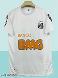Retro white Neymar jersey, polycotton sleeves, printed net design. (Size S, India origin)