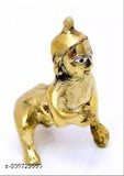 Brass Krishna idol, Thakur ji 1NO Laddu Gopal with 2Posak Dress and Mukutmala, Indian religious figurine