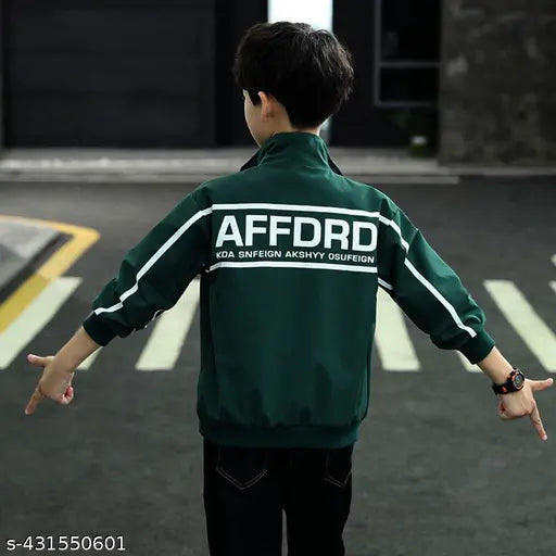 Green Afd Jacket with white trim and zip front