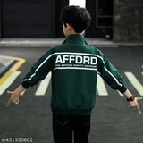 Green Afd Jacket with white trim and zip front