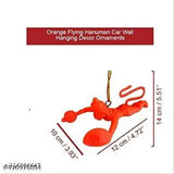 Orange plastic Hanuman idol, Flying Lord Hanuman hanging figure, Indian-made, 12 cm x 5 cm x 5 cm