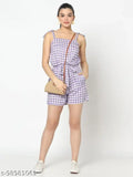 White viscose checked jumpsuit by Siavira for women on mannequin