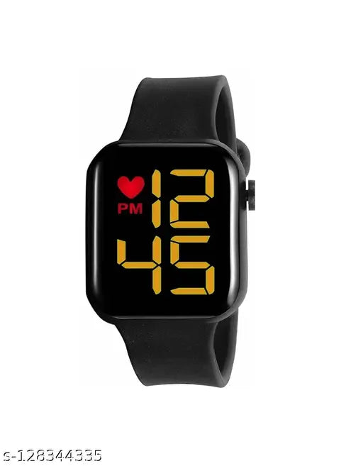 Black digital watch with LED display