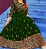 Green party dress with embroidered details
