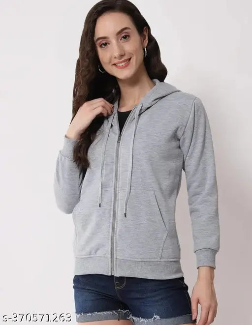 Fleece women's jacket by Aarchangel, solid color, long sleeves, sizes S-XL