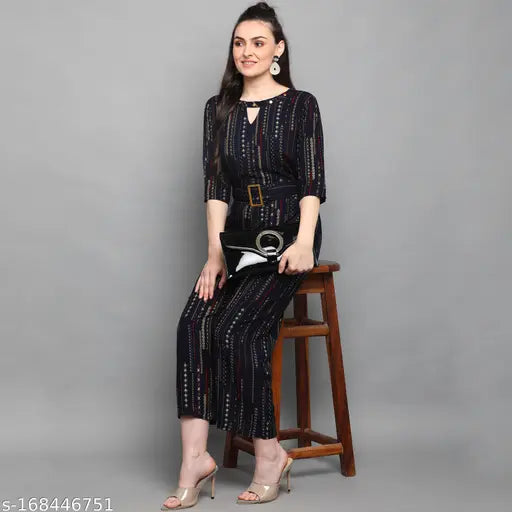 Turritopsis womens foil printed rayon trendy jumpsuit, short sleeves, vibrant pattern, perfect for western wardrobe, India origin