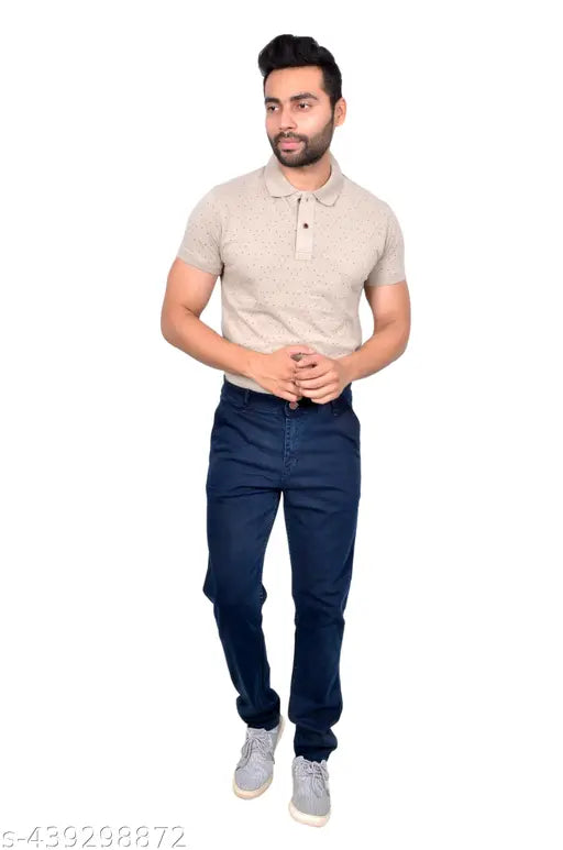 Dark blue denim jeans, casual men's fashion