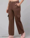 Women's solid cargo-style bell noutam trouser, cotton blend, solid navy color, fashionable pants for women, India origin