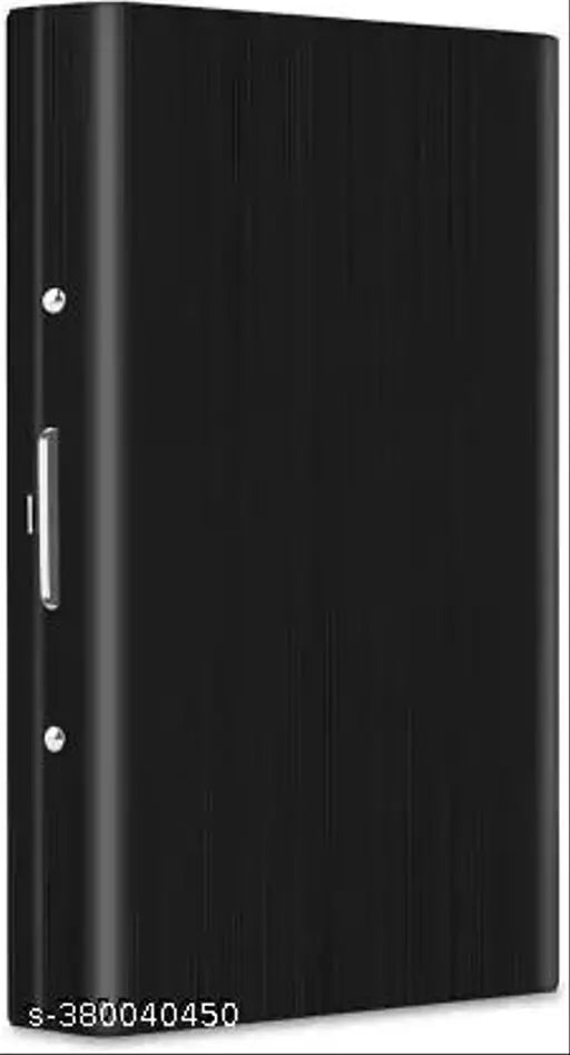 Black water-resistant stainless steel business card holder, RFID protected for six cards. Durable metal accessory for professional use