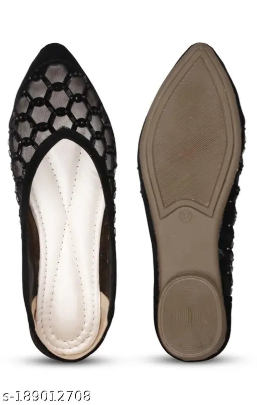 Nubuck embellished women's slip-on bellies from India - trendy and high quality footwear