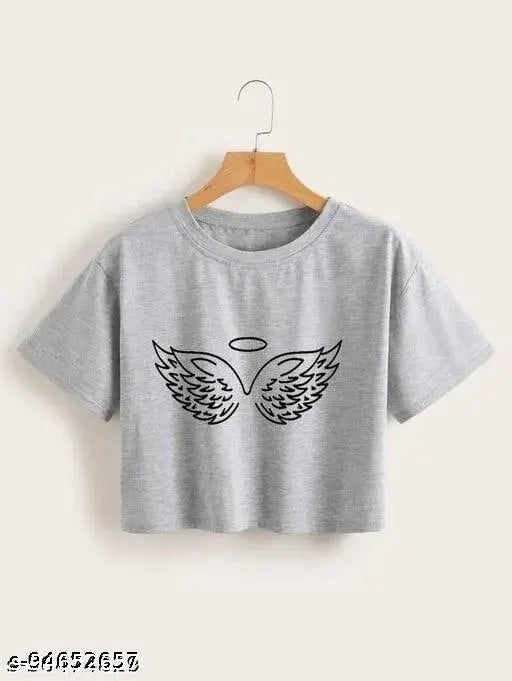 Cotton crop top with printed design, trendy and alluring Jolliy Women Fank T-shirt
