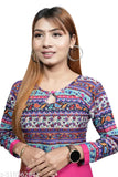 Ethnic anarkali kurta for women, long sleeves, vibrant indian dress with patterned fabric, festive wear