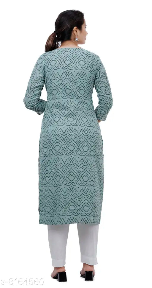 Bandhej olive cotton pant set, dyed/washed net with three-quarter sleeves, Indian ethnic wear on display