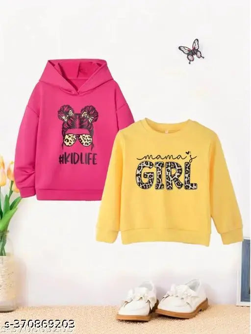 LEOPARD PRINT Cotton Blend Girls Hoodie Sweatshirt(PACK of 2), Autumn/Winter style