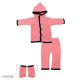 Pink wool baby sweater - solid pattern, 0-3 months size, Indian origin