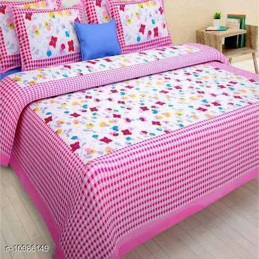 Trendy cotton double bedspread with 2 pillow covers (Queen size), 160 thread count, from India