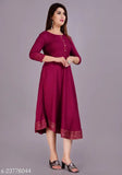 Rayon Anarkali kurta for women, solid style with three-quarter sleeves, made in India