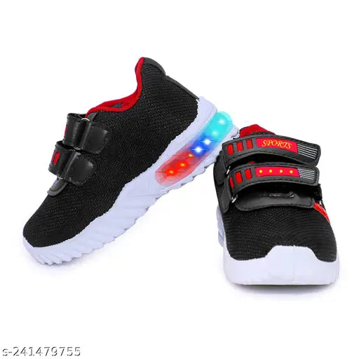 Kid's black LED light up shoes with red trim