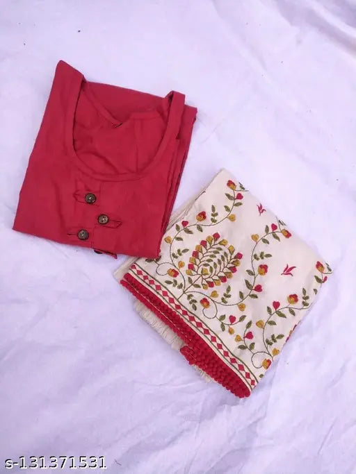 Embroidered cotton kurta plazzo set, solid net pattern in sizes L, XL, XXL, XXXL. Indian traditional wear on display