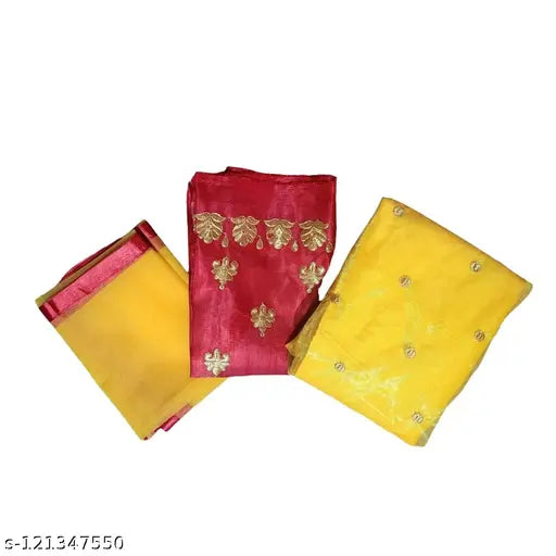 Embroidered satin lehenga choli with net dupatta, lace detailing, semi-stitched size 42/44 inches (India)