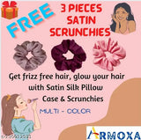 Grey satin sleep cap, 3 free scrunchies included