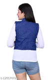 Denim women's jacket, blue and white, mid-length style