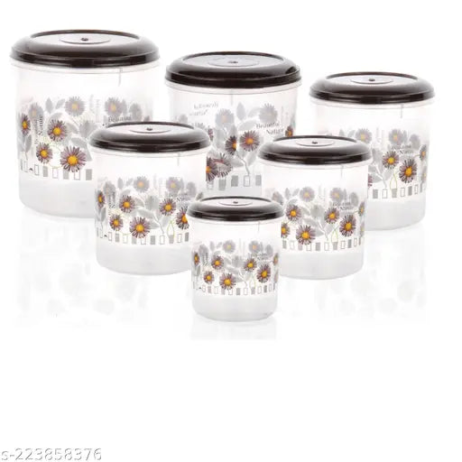 Uma Khodal 6-piece plastic container set with a beautiful design, available in various sizes: 12kg, 8kg, 6kg, 3kg, 2kg and 1kg. These containers are perfect for mixing groceries and can be used in the kitchen as well