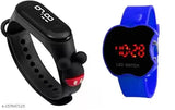 Blue and black sports watch with a soft band and cartoon character design, suitable for kids girls and boys