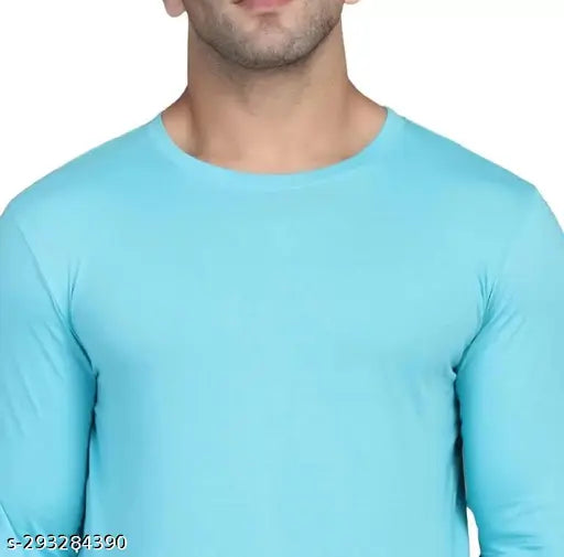 Mens nylon round neck full sleeves T-shirt, solid pattern in various sizes (S, M, L, XL), made in India