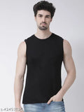 Sleeveless cotton t-shirts for men, high quality solid design in 2 sizes (S-XXL), India origin