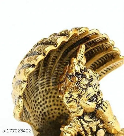 Brass Lord Krishna statue, Metal Laddu Gopal in Shell, religious showpiece for home decor and temple