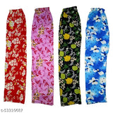 Set of four synthetic polyester pajamas for women, in various colors and patterns