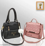 Pink sling bag combo, featuring two different sizes, adjustable straps, and multiple compartments, ideal for casual style
