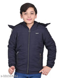Black infant puffer coat with hood and zip closure