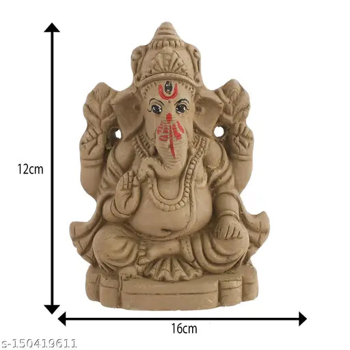 Eco-friendly biodegradable Ganesha Idol, handcrafted ceramic Matti Ganpati, positivity & wealth decor