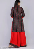 Rayon Anarkali Kurti set with shrug, printed combo, three-quarter sleeves, women's size M-XXXXL, Indian made