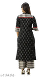 Cotton Ikat & Checks Print Women's Kurta with Palazzos - Indian-made, elegant, three-quarter sleeve ensemble with intricate prints and comfortable palazzos