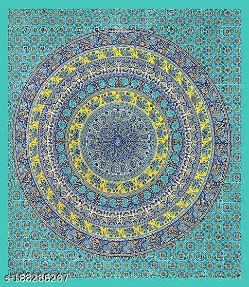 Elephant print 100% cotton double bed sheet with 2 pillow covers, floral pattern for summer, ideal for adults