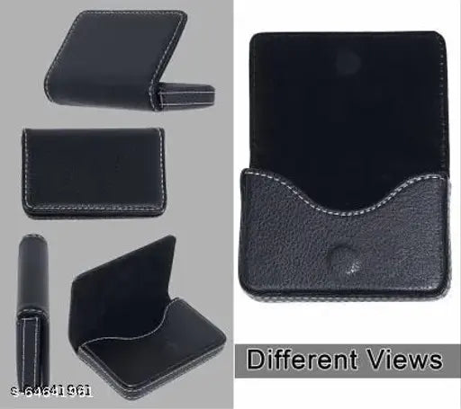 Artificial leather men's cardholder, trendy fashion accessory with 2 compartments, solid pattern, free size (10x7cm), Indian origin
