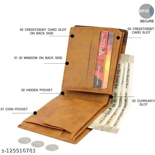 Stylish, PU pocket-friendly wallet with 2 compartments, free size for daily use