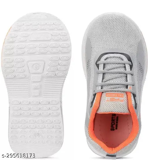 Unisex kids trending smart grey sports shoe, lace closure