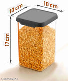Black unbreakable air-tight square kitchen storage container, 1100ml pack of 12