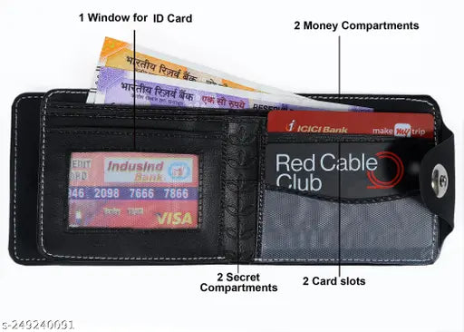 Blue faux leather men's wallet, stylish trendy design, 2 compartments, printed net finish