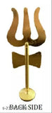 Brass gold Trishul for Pooja decorative showpiece - 11 cm, Indian symbol of Shiva's creation, sustenance, and destruction