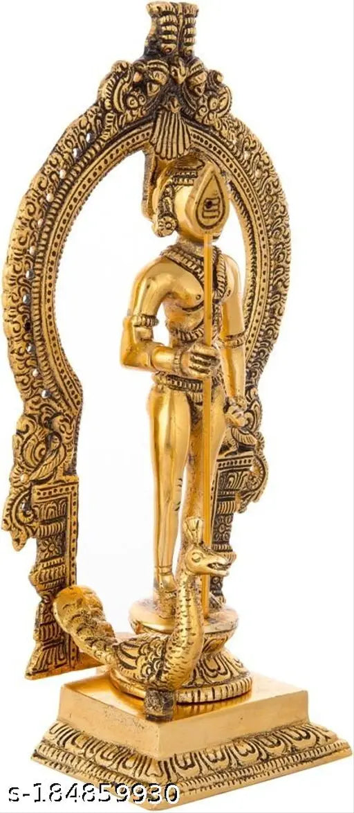 Oxide metal Lord Murugan miniature idol, 3.5"x2.5"x10", Feng Shui showpiece from India